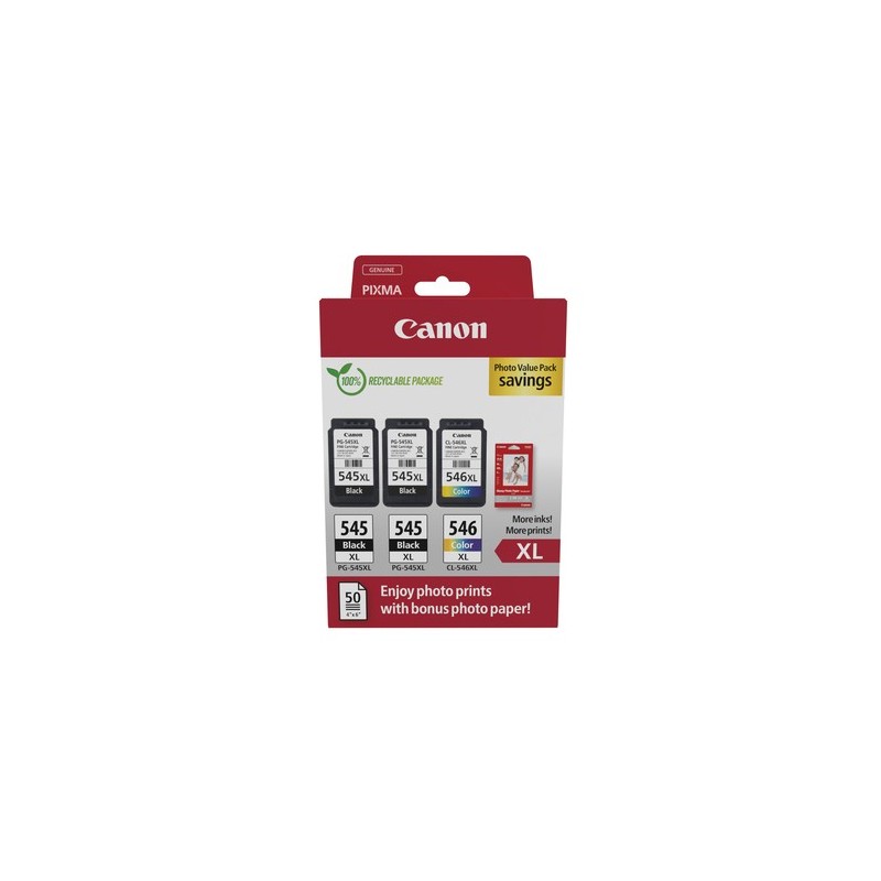 Canon 8286B015 cartuccia d'inchiostro 3 pz Originale Resa elevata (XL) Nero, Ciano, Magenta, Giallo