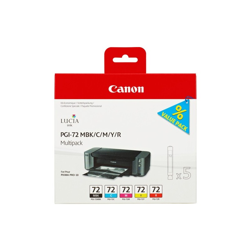 Canon 5 Cartucce d'inchiostro Multipack PGI-72 MBK/C/M/Y/R