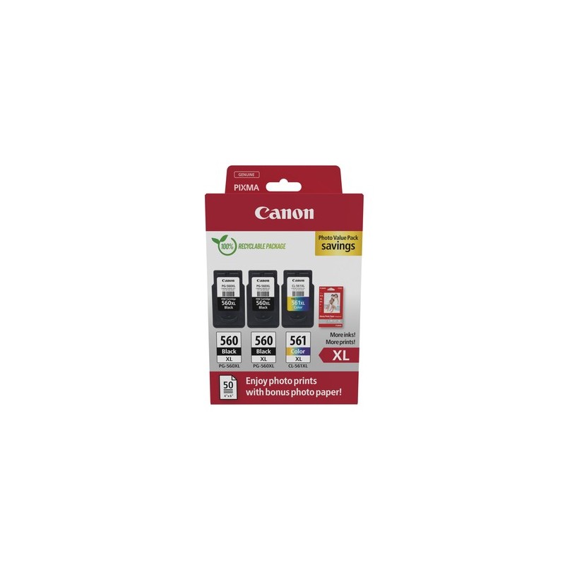 Canon 3712C012 cartuccia d'inchiostro 3 pz Originale Resa elevata (XL) Nero, Ciano, Magenta, Giallo