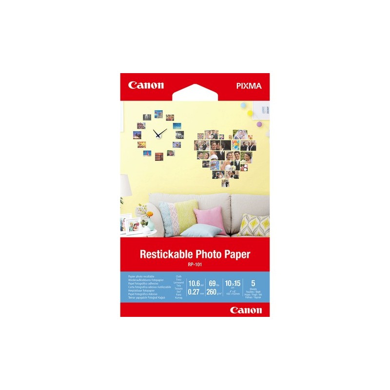Canon Adesivi fotografici rimovibili RP-101, 10,2x15,2 cm, 5 fogli