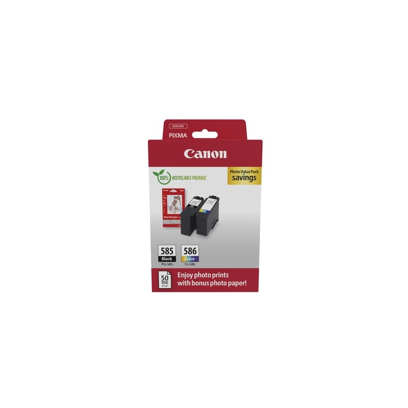 Canon PG-585/CL-586 PVP cartuccia d'inchiostro 2 pz Originale Nero, Ciano, Magenta, Giallo