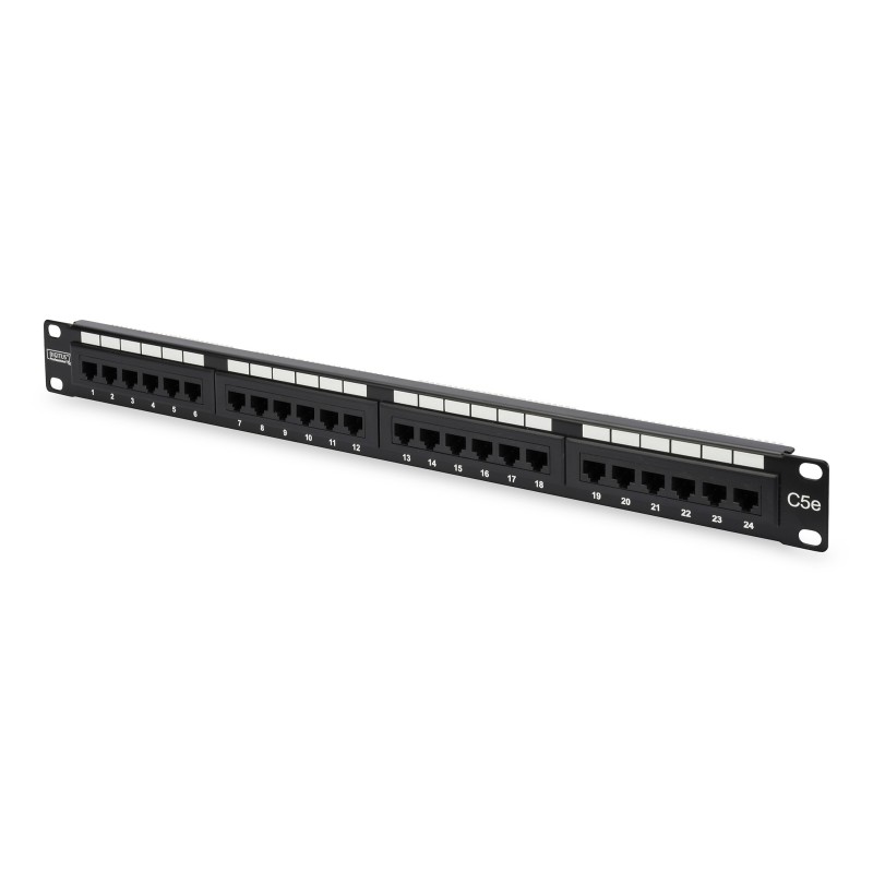 PATCH PANEL 24 PORTE NON SCHERMATO UTP CAT.5E 8 POLI RJ45 RACK 19