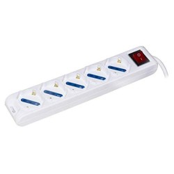 PRESA MULTIPLA LINK 5 SCHUKO/10A INTERRUTTORE CAVO 1,5MT BIANCA