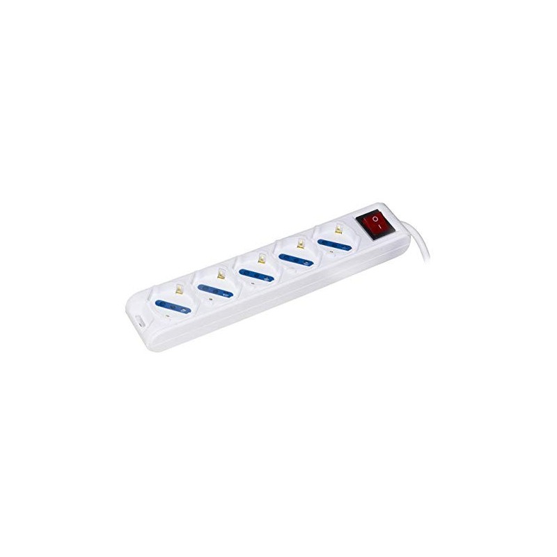 PRESA MULTIPLA LINK 5 SCHUKO/10A INTERRUTTORE CAVO 1,5MT BIANCA