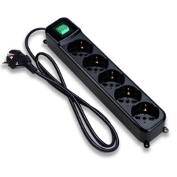 PRESA MULTIPLA TECNOWARE 5 SCHUKO INTERRUTTOR NERA TOGHETER ON
