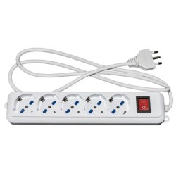 PRESA MULTIPLA LINK 5 SCHUKO/10/16A INTERRUTTORE CAVO 1,5MT BIANCA