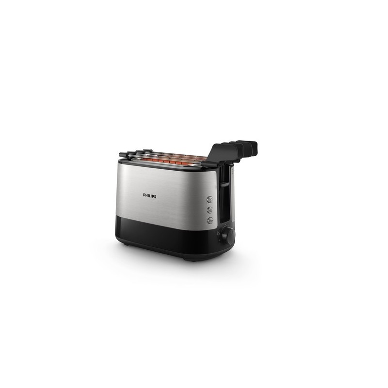 Philips Viva Collection Tostapane HD2639/90, 730W, 2 pinze, 7 livelli di tostatura, vassoio raccogli briciole