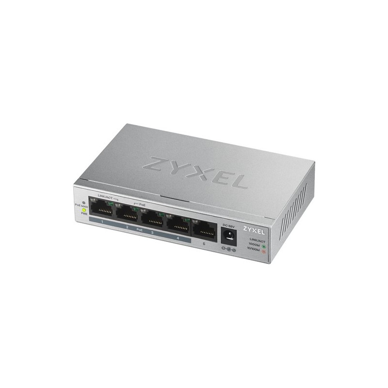 Zyxel GS1005HP Non gestito Gigabit Ethernet (10/100/1000) Supporto Power over Ethernet (PoE) Argento