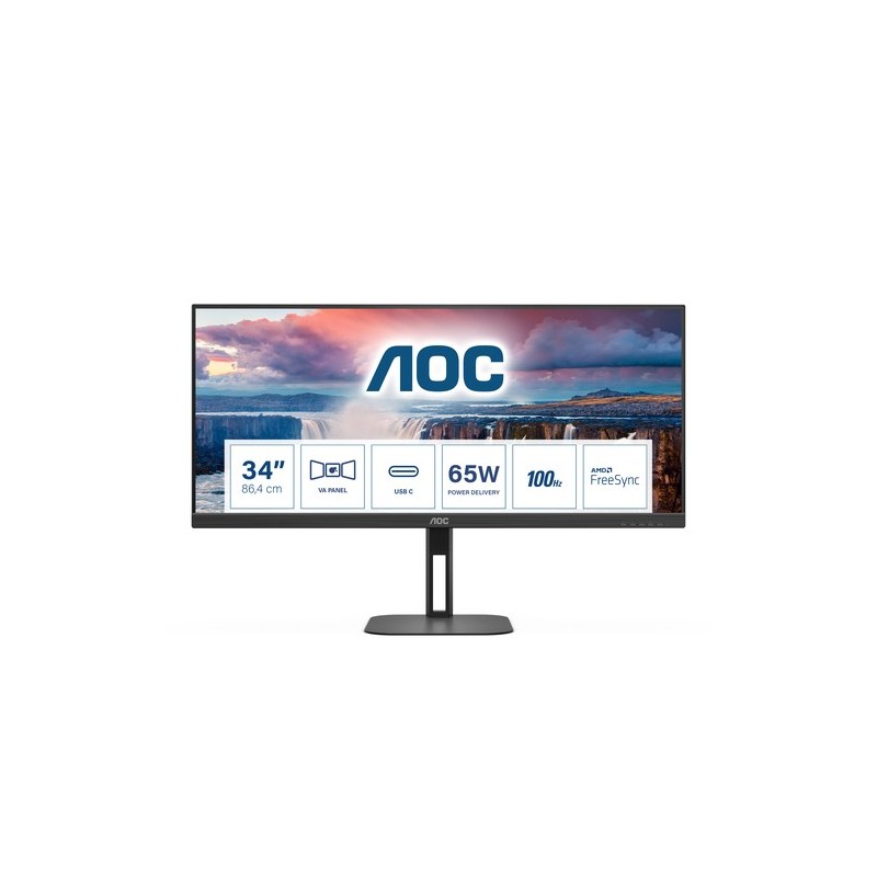 AOC V5 U34V5C/BK Monitor PC 86,4 cm (34") 3440 x 1440 Pixel UltraWide Quad HD LCD Nero