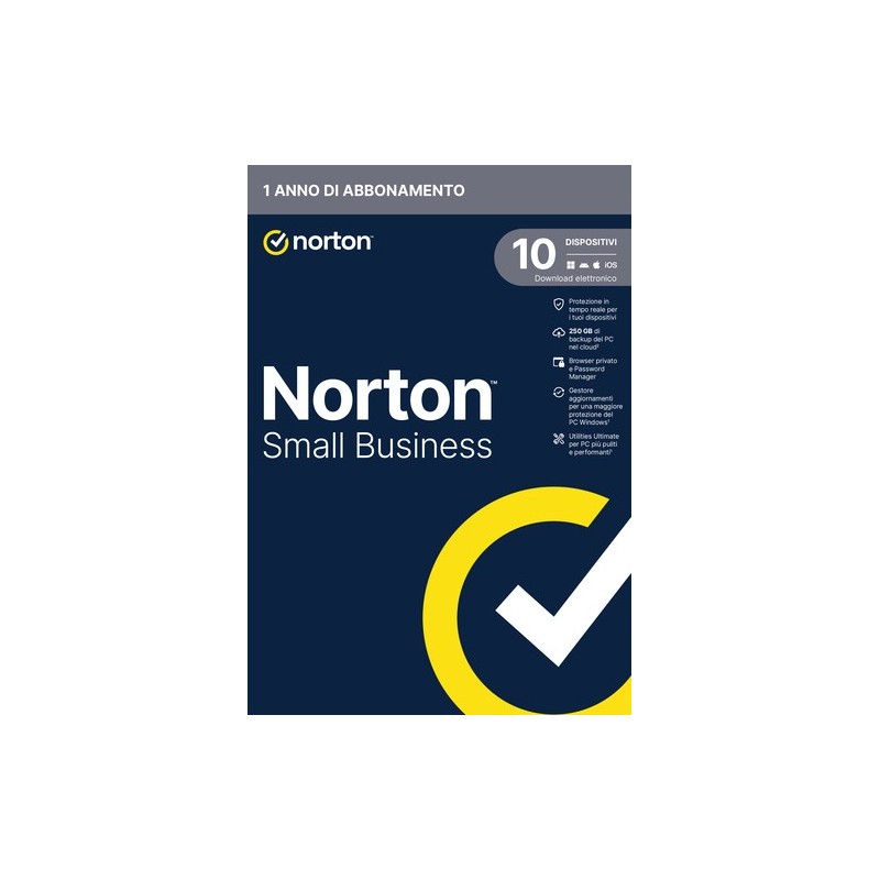Norton Small Business | Protezione antivirus per piccole imprese e small office | 10 dispositivi | Licenza di 1 anno