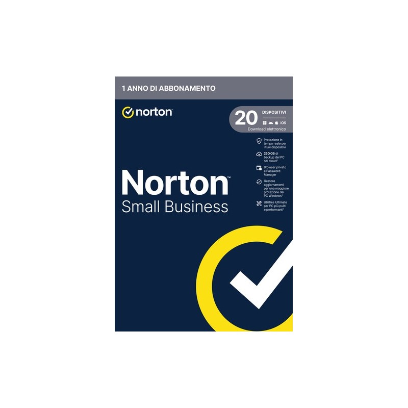 Norton Small Business | Protezione antivirus per piccole imprese e small office | 20 dispositivi | Licenza di 1 anno