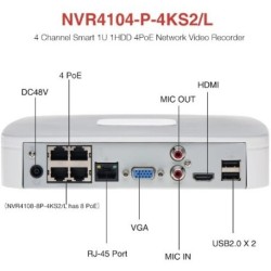 NVR 8CH 12MP 960GB 4POE VGA+HDMI LAN EPTZ USB2 H265+