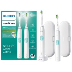 Philips Sonicare 4300 series ProtectiveClean Spazzolini Elettrici Sonici, con custodia da viaggio, confezione da 2 Spazzolini 