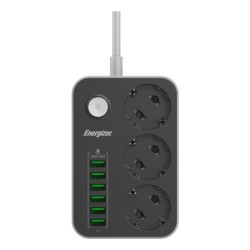 PRESA MULTIPLA ENERGIZER 3 SCHUKO + 6 USB A CON INTERRUTTORE
