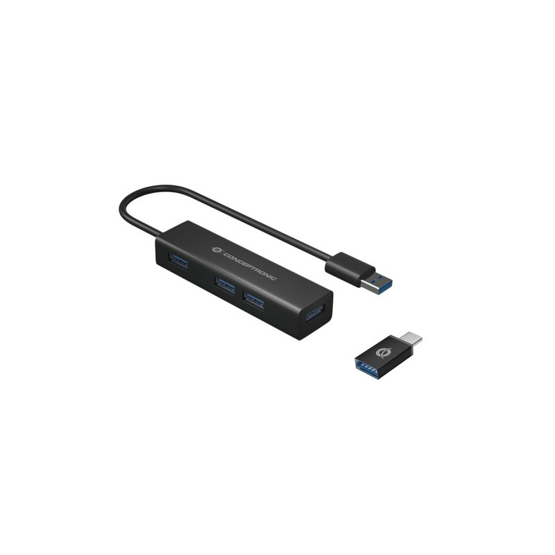 Conceptronic HUBBIES06B hub di interfaccia USB 3.2 Gen 1 (3.1 Gen 1) Type-A 5000 Mbit/s Nero