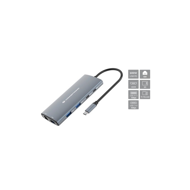 Conceptronic DONN06G Cablato USB 3.2 Gen 1 (3.1 Gen 1) Type-C Grigio