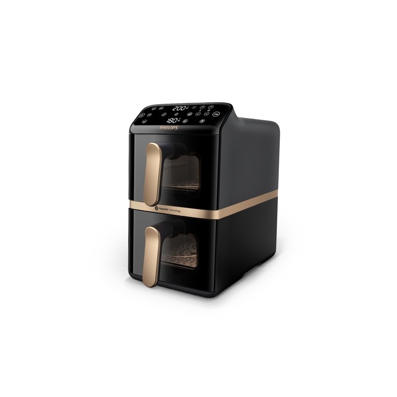 Philips Serie 4000 Airfryer doppio cestello Verticale, Friggitrice ad aria da 10L, 13 metodi di cottura, Rivestimento ceramica