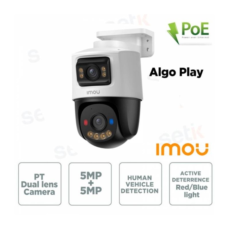 CAMERA POE ALGO 10MP (5MP+5MP PTZ) 3.6MM/IR30/IP66/SD/MIC/110DB AI