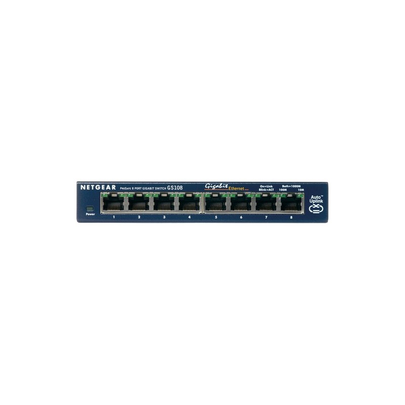 NETGEAR GS108GE switch di rete Non gestito Gigabit Ethernet (10/100/1000) Blu