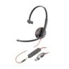 HP Poly Cuffie monoaurali Poly Blackwire 3215 con connettore USB-C + spina da 3,5 mm + adattatore USB-C/A