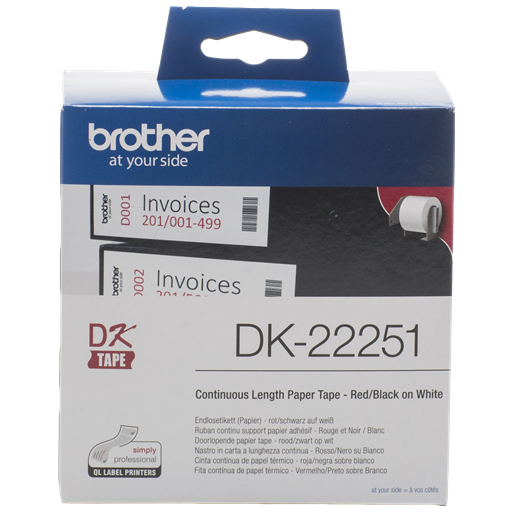Brother DK-22251 nastro per etichettatrice Nero e rosso su bianco