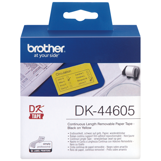 Brother DK-44605 Continuous Removable Yellow Paper Tape 62mm Giallo