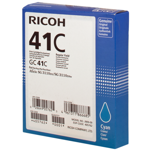 Ricoh 405762 cartuccia d'inchiostro 1 pz Originale Resa standard Ciano