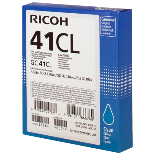 Ricoh 405766 cartuccia d'inchiostro 1 pz Originale Ciano
