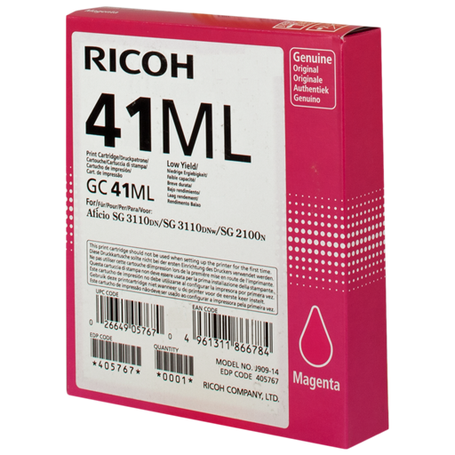 Ricoh 405767 cartuccia d'inchiostro 1 pz Originale Magenta