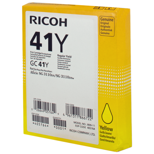 Ricoh 405764 cartuccia d'inchiostro 1 pz Originale Resa standard Giallo