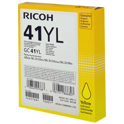 Ricoh 405768 cartuccia d'inchiostro 1 pz Originale Giallo