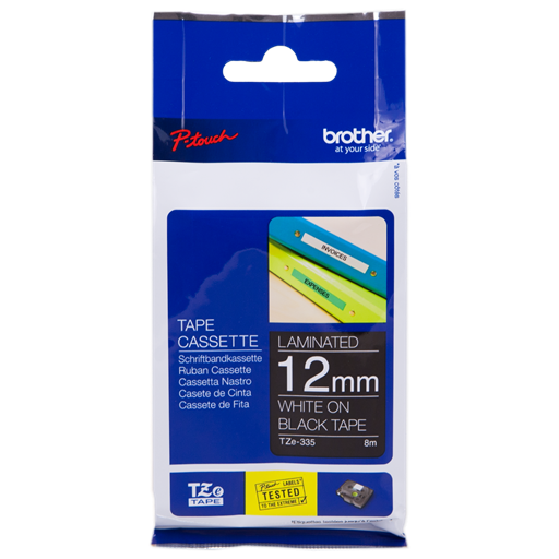 Brother TZe-335 nastro per etichettatrice Bianco su nero TZ